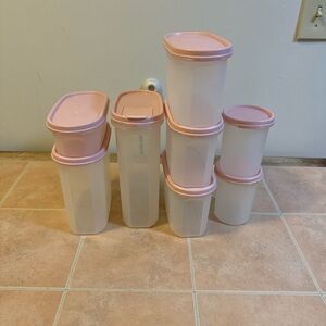 Tupperware Pink Lid Translucent Food Storage Containers - Set of 8